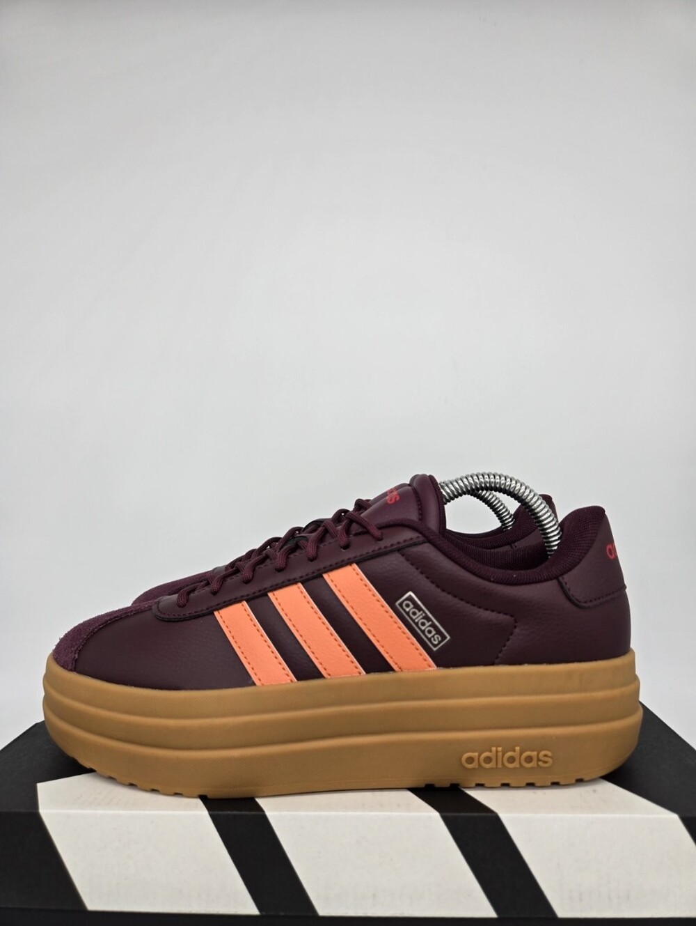 adidas Women's VL Court Bold IH9144 Maroon Dusky Orange Shoes Size 6
